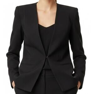 Leon Max Limited Edition Black Hook and Eye Blazer Size M Lined Shoulder Pads